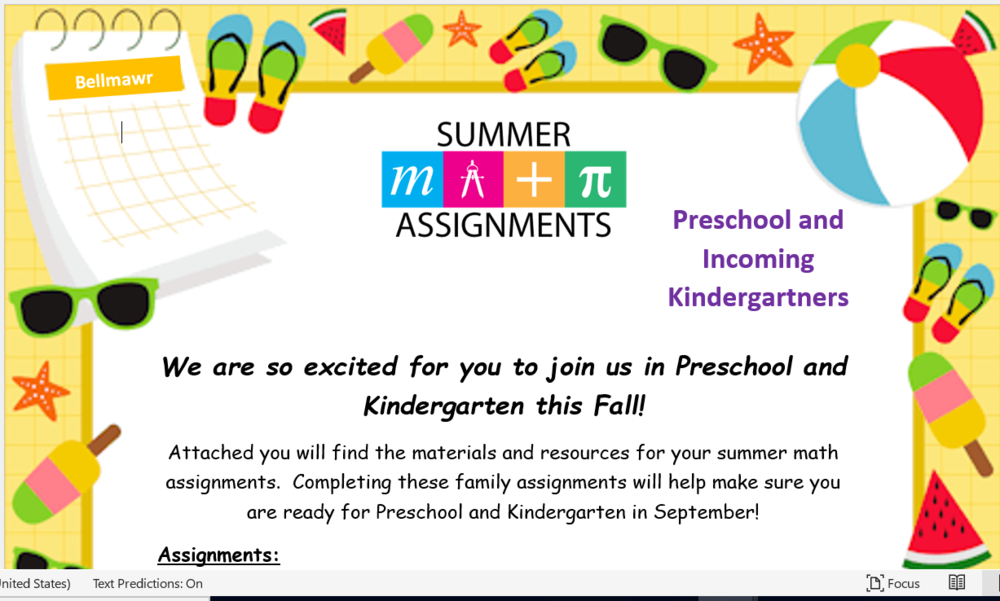 Pre-K Summer Reading