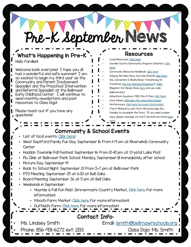 Pre-K September News