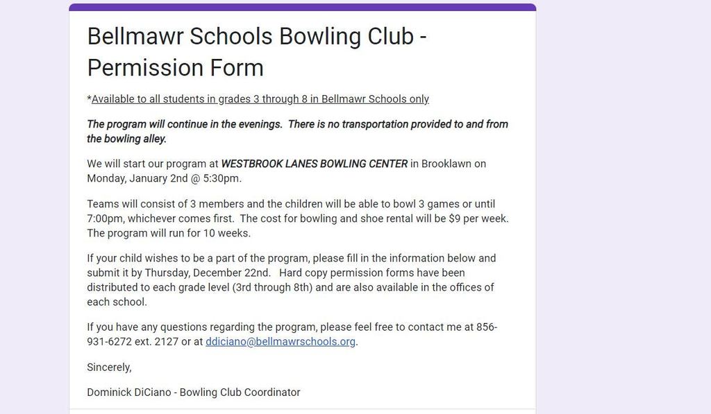 Bowling Permission